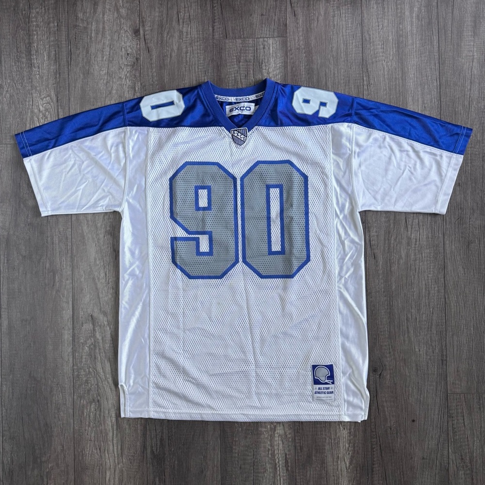 Y2K EXCO Football Jersey Blue & White Oversized Fit